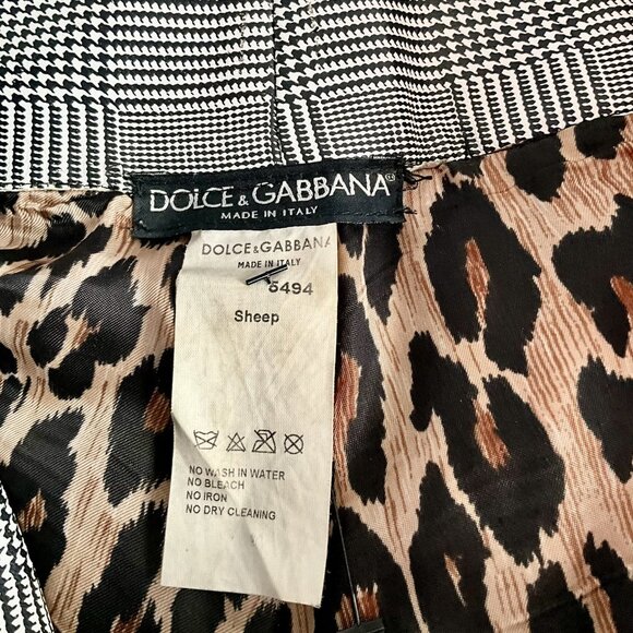 Dolce & Gabbana Houndstooth Prince of Wales Check Leather Suit Blazer & Pants - Picture 10 of 13